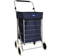 4 Wheel Shopping Trolley - Foldable Mobility Trolley - 47L and 60L Capacity Shopping Trolley Bag - Storage Cart with Easy-Grip Handle - Collapsible Trolley with Wheels (Navy, 60 Litre)