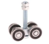 4 Wheel Trolley Assembly Roller for Heavy Duty Sliding Barn Door Hanger, 400kg Capacity, Metal Construction, Smooth Operation with Guide Rail, Silver 85 * 42mm