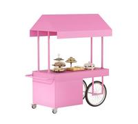 4-Wheel Vending Stand Kiosk Display Trolley,Portable Mobile Dining Cart With Canopy,Mobile Street Food Vendor Cart,For Outdoor Events,Markets & Street Food(Pink,160cm/63in)