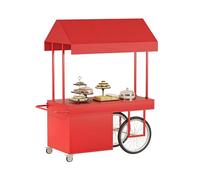 4-Wheel Vending Stand Kiosk Display Trolley,Portable Mobile Dining Cart With Canopy,Mobile Street Food Vendor Cart,For Outdoor Events,Markets & Street Food(Red,140cm/55in)