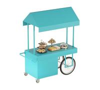 4-Wheel Vending Stand Kiosk Display Trolley,Portable Mobile Dining Cart With Canopy,Mobile Street Food Vendor Cart,For Outdoor Events,Markets & Street Food(Blue,120cm/47.2in)
