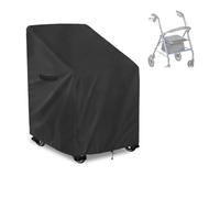 4-Wheel Walker Cover for Elderly, Waterproof and Dust, All-Weather Protective Rain Sun Dust Shield with Seat, Foldable Oxford Fabric Case, for Various Rollator, Black, 1 piece