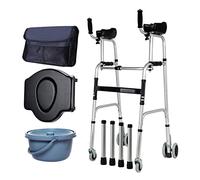 4 Wheeled Walking E, Height Adjustable Walker with Armrest Pads and Wheels, Foldable Rehabilitation Auxiliary Mobility Aids for Elderly Disabled,D Star of Light-A-C