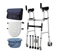 4 Wheeled Walking E, Height Adjustable Walker with Armrest Pads and Wheels, Foldable Rehabilitation Auxiliary Mobility Aids for Elderly Disabled,D Star of Light-A-D