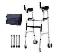 4 Wheeled Walking E, Height Adjustable Walker with Armrest Pads and Wheels, Foldable Rehabilitation Auxiliary Mobility Aids for Elderly Disabled,D Star of Light-A-A