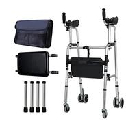 4 Wheeled Walking E, Height Adjustable Walker with Armrest Pads and Wheels, Foldable Rehabilitation Auxiliary Mobility Aids for Elderly Disabled,D Star of Light-A-B