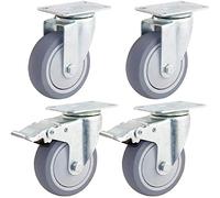 4 Wheels 3 Inch 4 Inch 400Kg Load Heavy Duty Casters Industrial Transport Casters with Brake Universal Twisted Silent Rubber Furniture Casters 75Mm / 100Mm Quiet Rolling for Trolley Workbenc