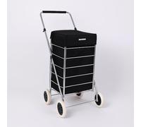 4 Wheels 60L litre Lightweight Shopping Grocery Trolley With Insulated Cooler Bag Travel Folding Cart Luggage Waterproof Cooling Bag Hard Wearing & Foldaway for Easy Storage (BLACK)