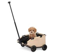 4 Wheels Folding Pet Stroller for Small Dogs Cats,Dog Wagon for Small Dogs with Safety Rope,Dog Baby Carriages Travel, Walking, Vet Visits (Khaki)