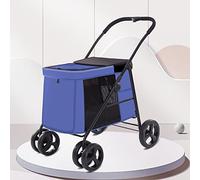 4 Wheels Pet Stroller for Dogs Cats,Portable Foldable Dog Buggy Pushchair with 360° Rotation Front Wheel Pet Travel Stroller/Skylight/with Foot Brake System,for Big Dog Pet (Blue)