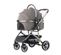 4 Wheels Pet Stroller for Medium Small Dogs Cats Folding Lightweight Travel Stroller eith Storage Basket Handle 360° Front Wheel Rear Wheel with Brake Holds Pets Up to 20 Kg / 44 Lbs (Color : Graey)