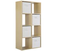 (4 White Drawers) Charles Jacobs Oak 8 Cube Open Book Shelf Storage Unit