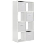 (4 White Drawers) Charles Jacobs White 8 Cube Open Book Shelf Storage Unit