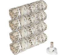 4 White Sage, White Sage Smoking, Premium Incense Bundle, 100% Controlled and Sustainable Harvest, Eliminates Negative Energies, for Spiritual and Energetic Rituals