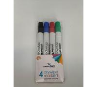 4 Whiteboard Drywipe Marker Pens Bullet Tip Non-Toxic Ink