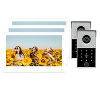 4-Wire Video Door Intercom System,Wire Video Intercom Set,10-Inch WiFi Monitor,Multiple Doorbells and Multiple Camera,5-in-1 Unlock for Apartment and Homes (2 bell+3 monitor)