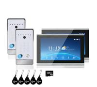 4-Wire Video Door Phone System, 10.1 Inch Touch Monitor, 2MP Doorbell Camera, 5 in 1 Unlocking Support, IR Night Vision, Digital Photo Frame, Two-Way Audio (2 Doorbell + 2 Monitor)