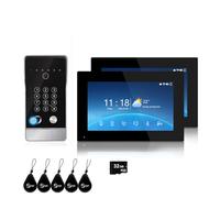 4-Wire Video Door Phone System, 7 Inch Touch Monitor, 2MP Doorbell Camera, 5 in 1 Unlocking Support, Digital Photo Frame, Motion Detection, Recording and Playback (1 Doorbell + 2 Monitor)