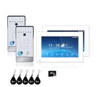 4-Wire Video Door Phone System, 7 Inch Touch Monitor, 2MP Doorbell Camera, 5 in 1 Unlocking Support, Digital Photo Frame, Motion Detection, Recording and Playback (2 Doorbell + 2 Monitor)