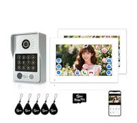 4-Wired Video Door Phone Intercom System, 7 Inch Touch Monitor with 1080P Doorbell, Supports RFID, Fingerprint, Password for Apartment, Home Villa