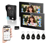 4-Wired Video Intercom System with 7" Touch Screen, 1080P Doorbell Doorphone Kit, Supports Fingerprint, RFID, Password for Apartment Home Villa, 32G Storage
