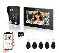 4-Wired Video Intercom System with 7" Touch Screen, 1080P Doorbell Doorphone Kit, Supports Fingerprint, RFID, Password for Apartment Home Villa, 32G Storage