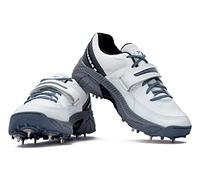 4 WITH QUIVE SEGA Reach Performance Spike Cricket Shoes White/Red/Grey/ (Grey, Numeric_6)