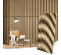 4 Wood Slat Acoustic Panels for Wall and Ceiling - 3D Fluted Sound Absorbing Panel with Wood Finish，Oak