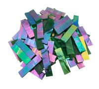 4 x 1 CM Rectangular Iridescent Stained Glass Strip, 7oz Glass Mosaic Tiles for DIY Crafts,Plates,Picture Frames,Flower Pots,Handmade Jewelry and More Mosaic Decorative (Iridescent Green)