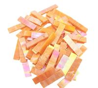 4 x 1 CM Rectangular Iridescent Stained Glass Strip, 7oz Glass Mosaic Tiles for DIY Crafts,Plates,Picture Frames,Flower Pots,Handmade Jewelry and More Mosaic Decorative (Iridescent Orange)