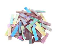 4 x 1 CM Rectangular Iridescent Stained Glass Strip, 7oz Glass Mosaic Tiles for DIY Crafts,Plates,Picture Frames,Flower Pots,Handmade Jewelry and More Mosaic Decorative (Iridescent Purple)