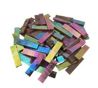 4 x 1 CM Rectangular Iridescent Stained Glass Strip, 7oz Glass Mosaic Tiles for DIY Crafts,Plates,Picture Frames,Flower Pots,Handmade Jewelry and More Mosaic Decorative (Iridescent Coffee)