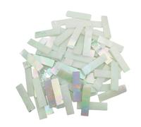 4 x 1 CM Rectangular Iridescent Stained Glass Strip, 7oz Glass Mosaic Tiles for DIY Crafts,Plates,Picture Frames,Flower Pots,Handmade Jewelry and More Mosaic Decorative (Iridescent White)
