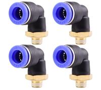 4 x 10 mm 1/8 inch PT Pneumatic 90° Angle Plug Fittings with Male Thread Pneumatic Quick Couplings for Plug-In Hoses Push-in Compressed Air Connection