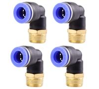 4 x 10 mm 3/8 inch PT Pneumatic 90° Angle Socket Fittings with Male Thread Pneumatic Quick Couplings for Plug-In Hoses Push-in Compressed Air Connection