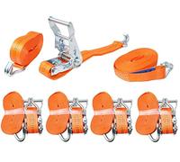 4 x 1000/2000 kg daN 6m Professional Tie Down Straps One Piece Lashing Strap Ratchet Strap EN 12195-2