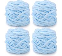 4 x 100g Knitting Wool Yarn Solid Color Knitting Yarn for Crochet for Yarn Projects Making DIY Crafts Scarves Hats Handmade Bags Blankets Sweaters (Sky Blue)