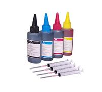 4 x 100ml Black cyan Magenta yellow Bottled ink for EPSON XP expression seris printers ink Refillable Ciss cartridge Sytems includes blunt needle and syringe for refilling