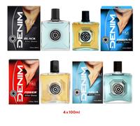 4 x 100ml Denim Aftershave Lotion Mix ORIGINAL , AQUA, BLACK, POWER (R PASSION)