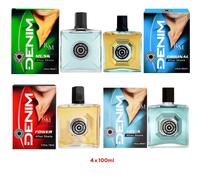 4 x 100ml Denim Aftershave Lotion Mix ORIGINAL , AQUA, MUSK , POWER (R PASSION)