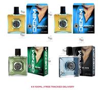 4 x 100ml Denim Aftershave Mix ORIGINAL , BLACK Classic Scent -FREE POST