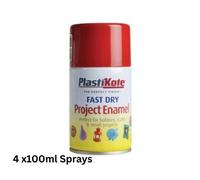 4 x 100ml PlastiKote Fast Dry Enamel Insignia Red Spray
