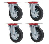 4 x 100mm Rubber Swivel Castor Wheels Trolley Furniture Caster