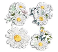 4 x 10cm Daisy Vinyl Stickers - Floral Flowers Daisies Décor Home Design Partner Wheelie Bin Gift Kids Boys Girls Women Sticker #78963