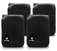 4 x 10L JERRY CAN - UN Approved Stackable Bottle Container + Tamper Evident Cap | Perfect for Storage of Water Liquids BLACK (10L, 4)