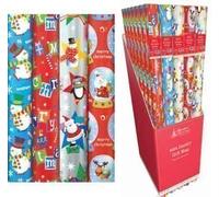 4 x 10m Christmas Wrapping Paper Rolls - Kids Snowman / Santa / Penguin / Reindeer by Swoosh Supplies