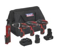 Sealey Cordless Power Tool Combo CP1200COMBO 4x12V SV12 Series 4-piece 2x1.5Ah Li-ion
