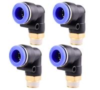 4 x 14 mm 3/8 inch PT Pneumatic 90° Angle Socket Fittings with Male Thread Pneumatic Quick Couplings for Plug-In Hoses Push-in Compressed Air Connection