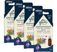 4 X 17.4ml Glade Aromatherapy Cool Mist Diffuser Refill Moment of Zen, Lavender + Sandalwood