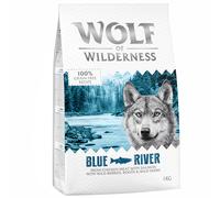 4 x 1kg Wolf of Wilderness Dry Dog Food - 3 + 1 Free! * - Adult "Blue River" - Salmon - Grain-Free (4 x 1kg)